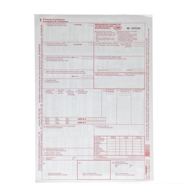 CMR Tovarni List Za Teretna Vozila 1+6